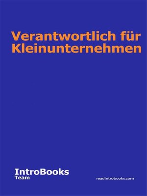 cover image of Verantwortlich für Kleinunternehmen